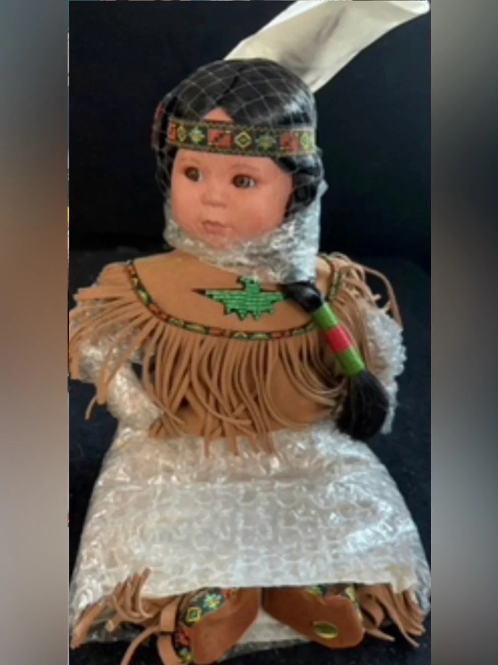 Kids Tan Native-Inspired Costume with Green Accent
